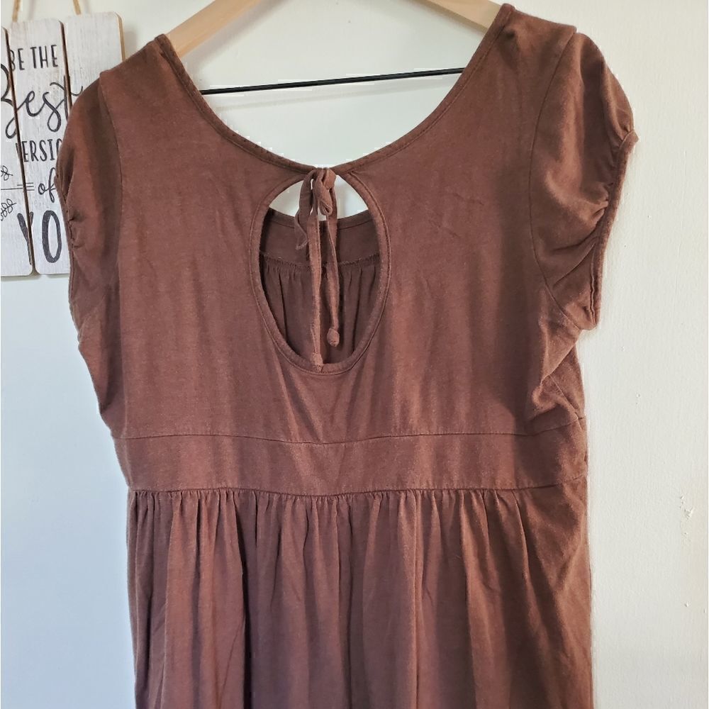 Red Rover Brown Relaxed Fit Flowy Short Sleeve Blouse Size XL - Picture 8 of 9